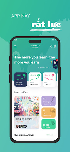 Android application Stock123 - Học & đầu tư CK ảo screenshort