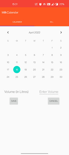 Android application MilkCalendar screenshort