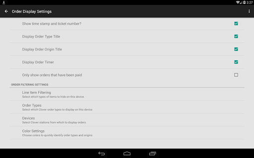 Clover Order Display Standard