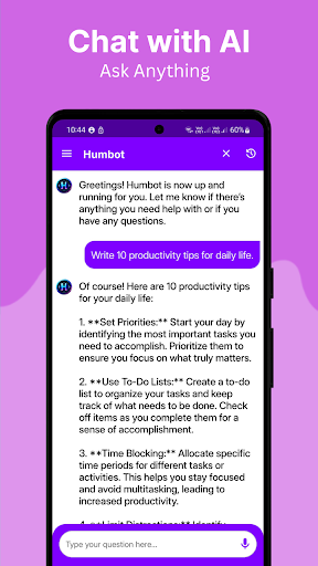 Android application Humbot screenshort