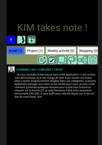 KIM takes note ! Screen 3
