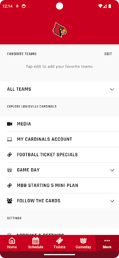 Screenshot of Louisville Cardinals