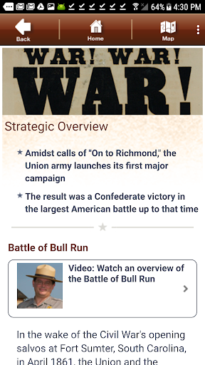 Bull Run Battle App Screen 2