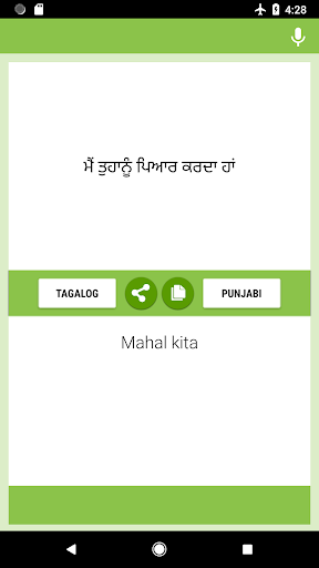 Tagalog-Punjabi Translator Screen 2