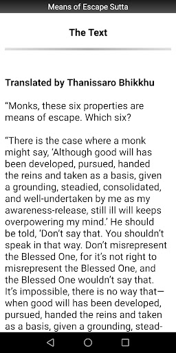 Means of Escape Sutta Screen 2