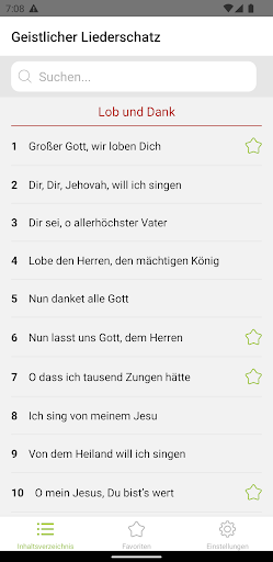 Android application Geistlicher Liederschatz screenshort