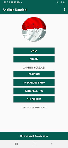 Android application Analisis Korelasi screenshort