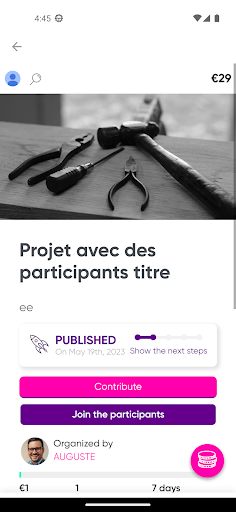 Android application Teamstarter screenshort