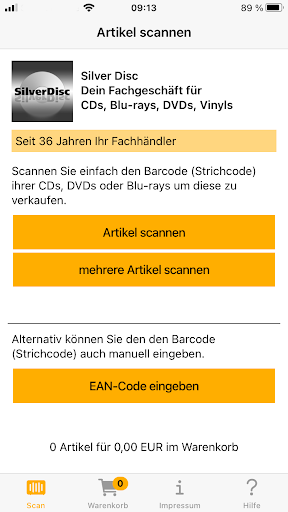 Android application Silver Disc- CD Blu-ray Ankauf screenshort