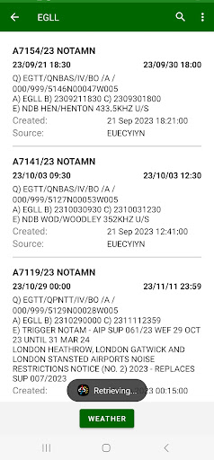 METAR, TAF, NOTAM for Android Screen 3