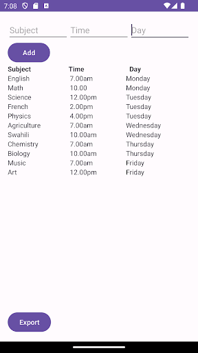 Android application Easy Timetable Maker screenshort