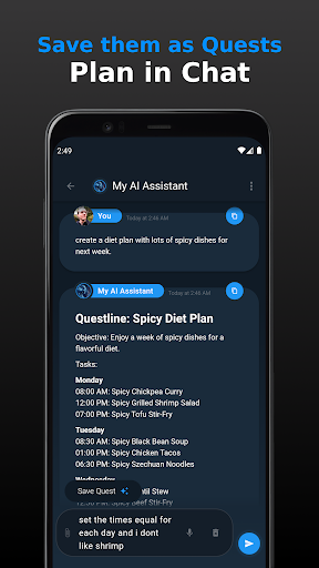 QuestHub: AI Chat Planner Screen 2
