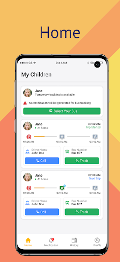 Android application Btrack Parent screenshort
