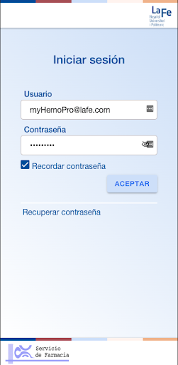 Android application MyHemoPRO screenshort