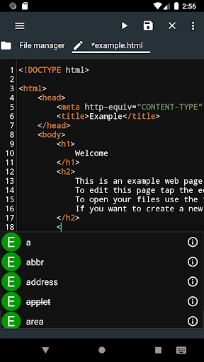 Screenshot of Html Editor