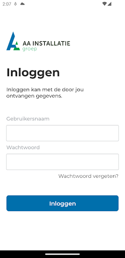 Android application AA Installatietechniek screenshort