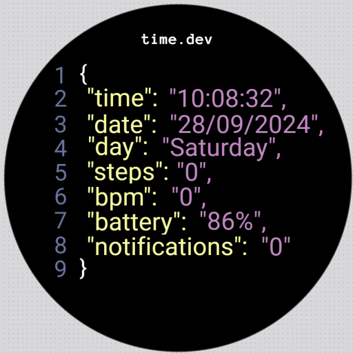 JSON Watch Face by time.dev Logo