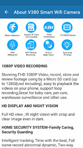 Android application V380 Smart Wi-Fi Camera Guide screenshort