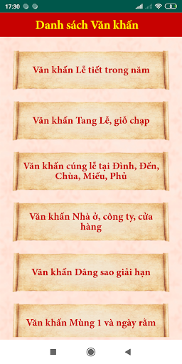 Android application Văn Khấn Tổng Hợp screenshort