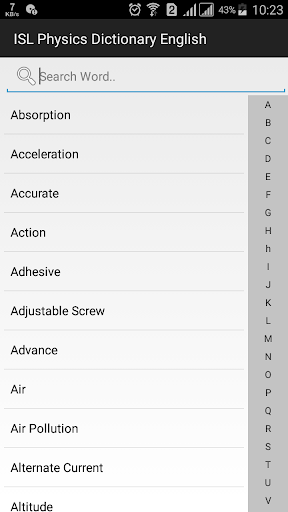 Physics Dictionary Screen 2
