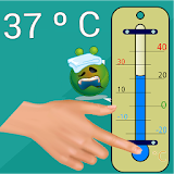 Huella termometro fiebre broma icon