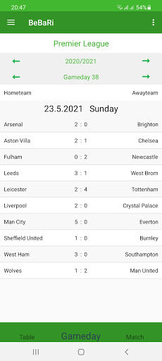 Soccer Statistic, Predictions Screen 2