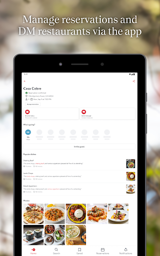 Screenshot of OpenTable