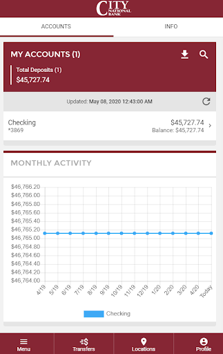 CNB-Metro Mobile Banking Screen 2