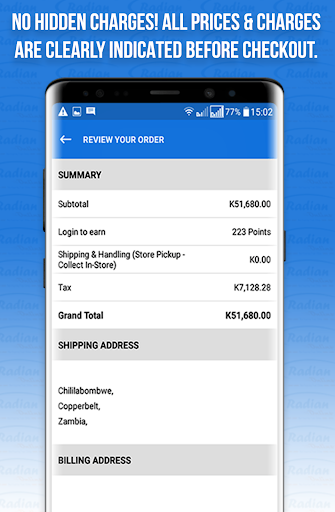 Radian Online Zambia Screen 2