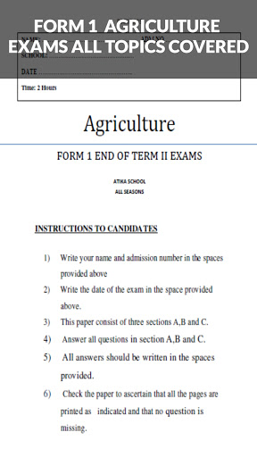 Android application Agriculture Form1 Exams +Ans screenshort