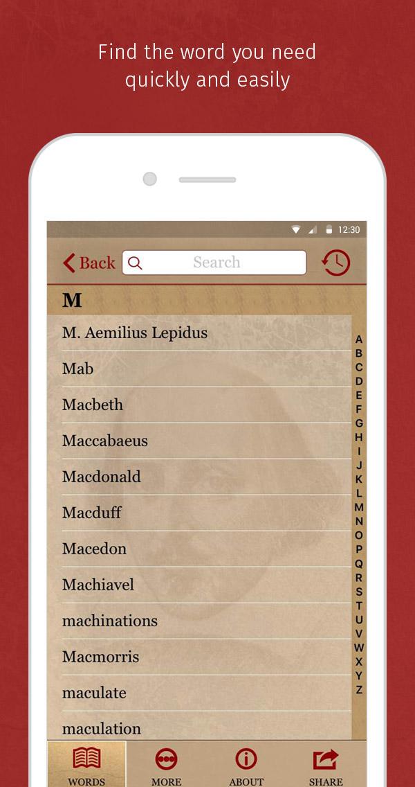 Android application Audio Shakespeare Pronunciation App screenshort