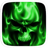 Flaming Skull Green Theme icon