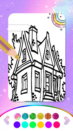 Houses Coloring Book  Glitter