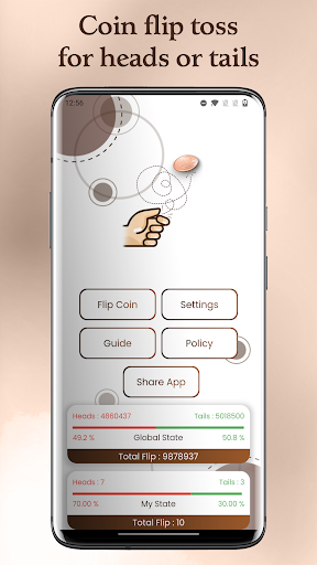 Android application Coin Toss Heads or Tails screenshort