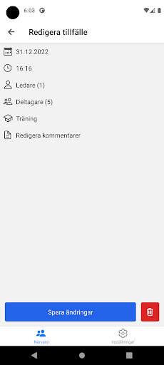 Android application Membra Närvaro screenshort