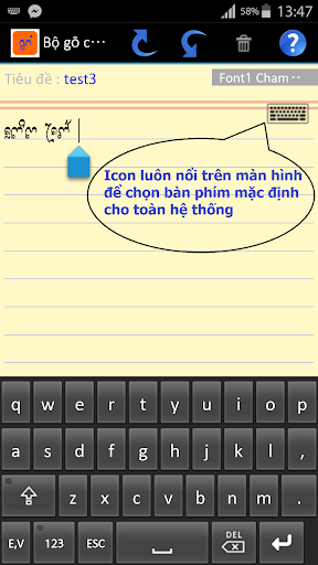 Android application Bàn phím chữ Chăm VN screenshort