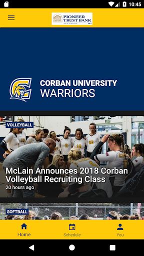 Android application Corban Athletics screenshort