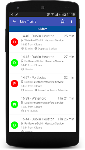 Android application Train Times Ireland screenshort