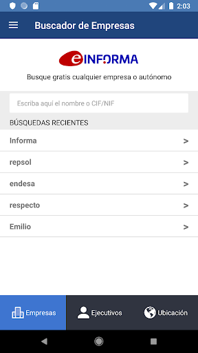 Buscador de Empresas eInforma Screen 2