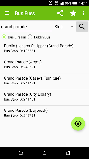 Bus Fuss: Bus Eireann Tracker Screen 2