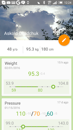 Android application Health Diary screenshort