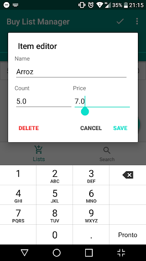 Buy List Manager Screen 2