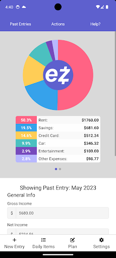 Android application EZ Budget screenshort