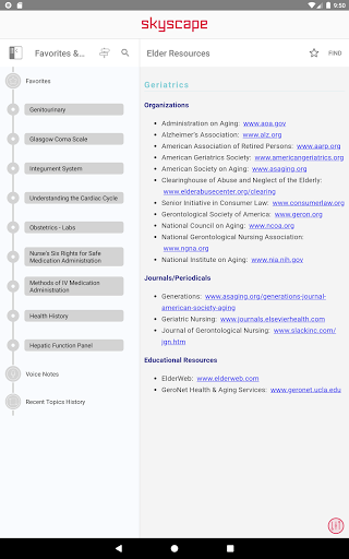 Screenshot of Mosby's PDQ for RN