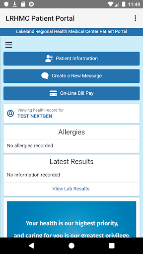 Android application LRHMC Patient Portal screenshort