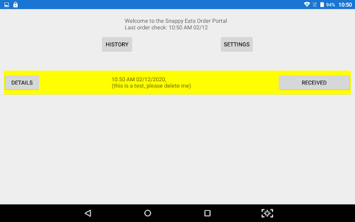 Android application SnappyEats Owner Portal screenshort