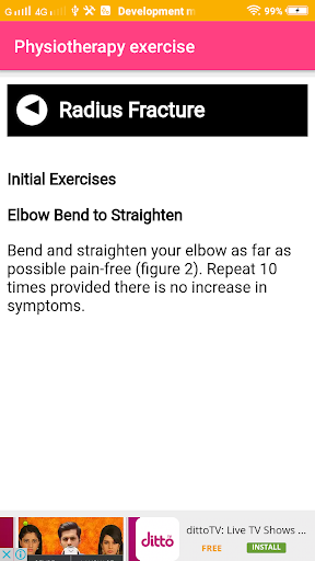 Physiotherapy exercise Guide Screen 3