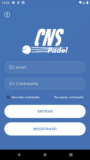 Android application CNS Padel screenshort