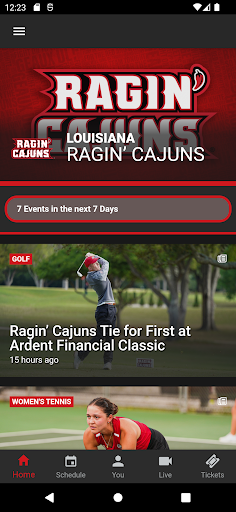 Screenshot of Ragin' Cajuns Athletics