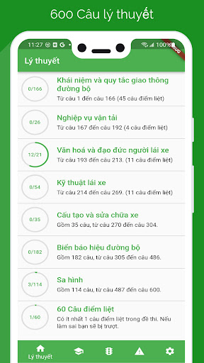 Android application Lý thuyết GPLX screenshort